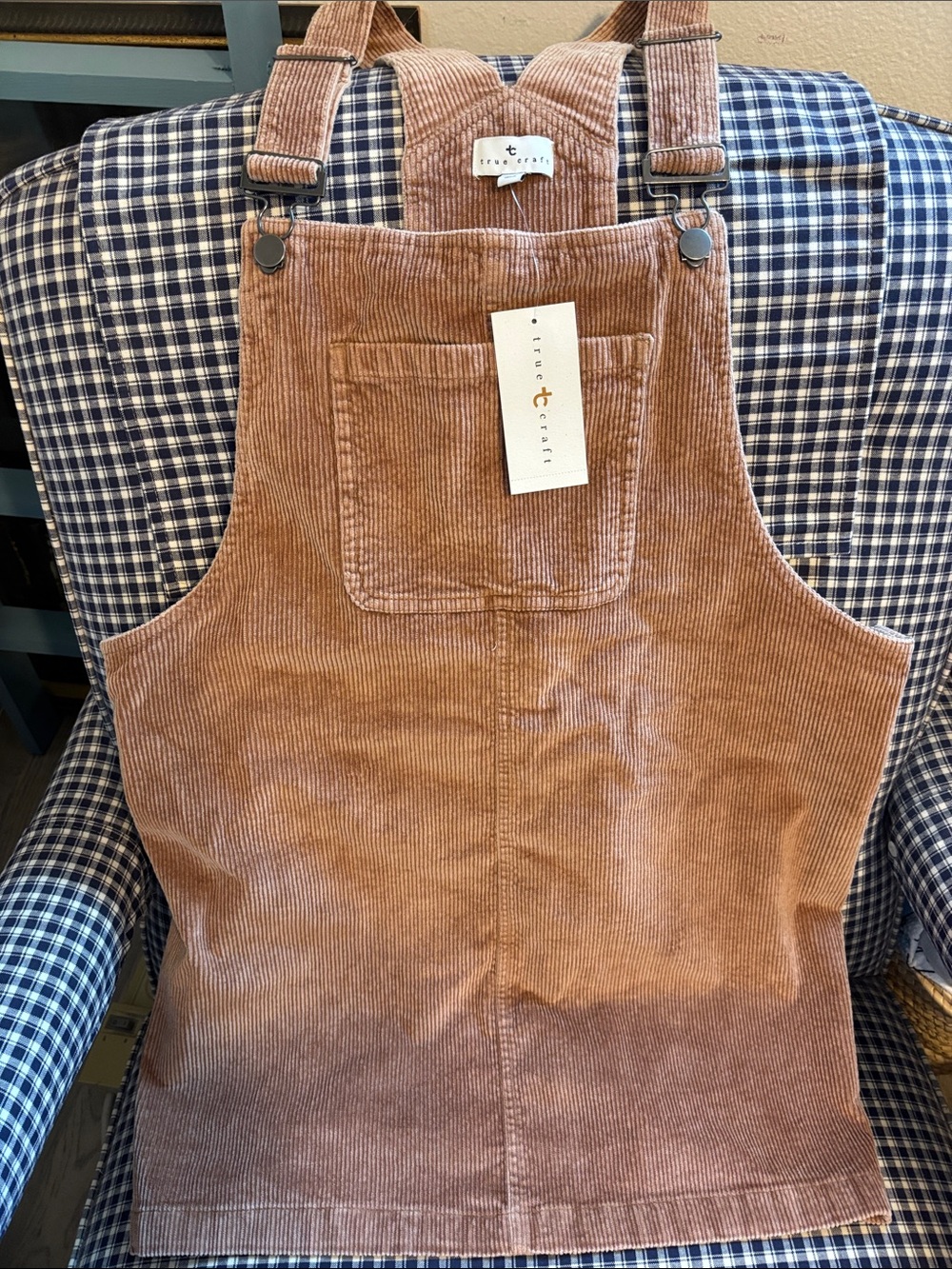 True Craft Tan Corduroy Overall Romper